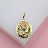 18K Gold Filled Greek Style Lion Head Pendant Charm With Zirconia Eyes (A222)