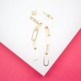 18K Gold Filled 5mm Paper Clip Chain Stud Dangle Earrings