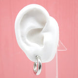 18K Rhodium Filled Thick 4mm Open Hoop Stud Hoops Earrings (J48)(J51)(J71