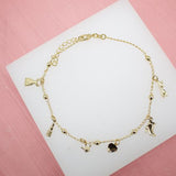 18K Gold Filled Woman Accessories, Lipstick, Dress, High Heels Charm Anklet (E3)