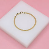 18K Gold Filled 3mm Designed Double Curb Link Bracelet (I17A)