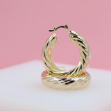 8mm Twisted Textured Hoops Lever Back Earrings (J109)
