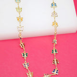 Multi-Color CZ Stones With Butterfly Necklace (G14)