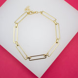 18K Gold Filled 5mm Long Rectangle Paper Clip Bracelet (I345)