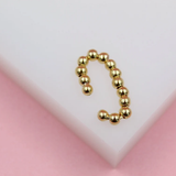 Gold Filled Oval Shaped Gold Beaded Cuff Earrings (L166)