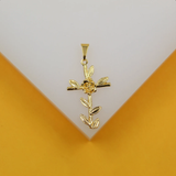 18K Gold Filled Floral Cross Pendant | Jesus Crucifix Pendant