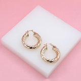 8mm Twisted Textured Hoops Lever Back Earrings (J109)