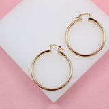 18K Gold Filled 6mm Thin Lever Back Hoop Earrings (J32)(J34)