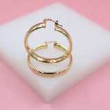 18K Gold Filled 6mm Thin Lever Back Hoop Earrings (J32)(J34)