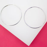 18K Rhodium Filled Slim Endless Hoop Stud Earrings (K105)(K109-110)(K118)