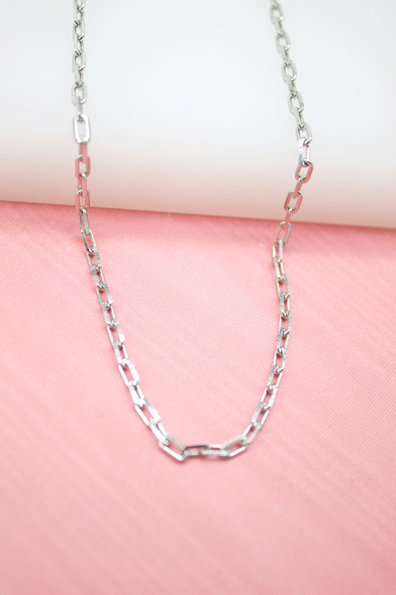 18K Gold Filled 2mm Paper Clip Dainty Chain (F179)