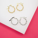 18K Gold Filled 5mm Small Designed Curb Cuban Hoops Lever Back Hoop (K207)
