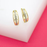 18K Gold Filled Slim Designed Huggies Pave Earrings With Micro CZ Cubic Zirconia Stones (K215)