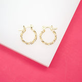 18K Gold Filled 5mm Small Designed Curb Cuban Hoops Lever Back Hoop (K207)