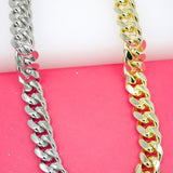 Two Toned 18K Gold Rhodium Filled 10mm Thick Curb Cuban Necklace Chain (F100)