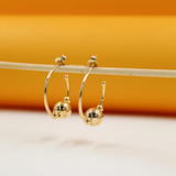 18K Gold Filled Round Beaded Hoop Earrings  (K299, K307, K296)