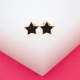 18K Gold Filled Small Enamel Star Stud Earrings (L153)