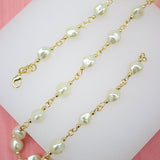 18K Gold Filled Gemstone Pearl Chain (F252)