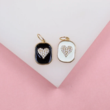 18K Gold Filled Enamel Pendant Charm With Heart Shaped Micro CZ Cubic Zirconia Stones (A237)