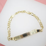 Customizable Tag Plate Bracelet With Figaro 4mm Link Chain (I309)