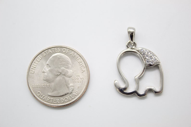 18K Gold Filled Elephant Pendant With CZ Stones