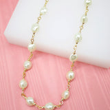 18K Gold Filled Gemstone Pearl Chain (F252)