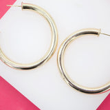 18K Gold Filled 5mm Thick Open Hoop Stud Hoops Earrings (J61)