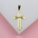 18K Gold Filled Designed Flat Cross Crucifix Pendant