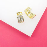 18K Gold Filled Two Rows Baguette Huggies (L220)