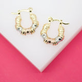 18K Gold Filled Triple Tone Hoops Lever Back Earrings (K62)