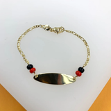 Gold Figaro Plate Bracelet With Azabache Style (XX15)