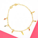 18K Gold Filled Dangle Multicolor Enamel Bracelet