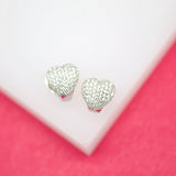 18K Rhodium Filled Heart Huggies With CZ Cubic Zirconia Stones (L286)