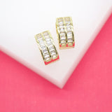18K Gold Filled Two Rows Baguette Huggies (L220)