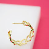 18K Gold Filled Outlined Heart Style Open Hoop Earrings (K104A)