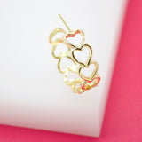 18K Gold Filled Outlined Heart Style Open Hoop Earrings (K104A)