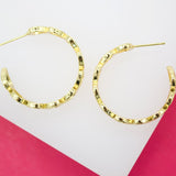 18K Gold Filled Outlined Heart Style Open Hoop Earrings (K104A)