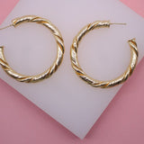 18K Gold Filled Twisted Hoop Stud Earrings | Gold Circle Twisted Hoop | Twisted Open Hoop (J77, J79)