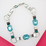 18K Rhodium Filled 8mm Link Bracelet With oval CZ