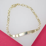 Gold Filled 3mm Figaro Bracelet With Plate