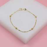 Gold Triple Link Chain Bracelet (I16B)