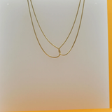 Gold Double Rounded Snake Chain Necklace (F182)