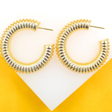 18K Gold Filled Thick Textured Hoop Earrings (J203)(J202) (J201)