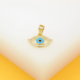 18K Gold Filled CZ Blue Evil Eye Enamel Charm Pendant