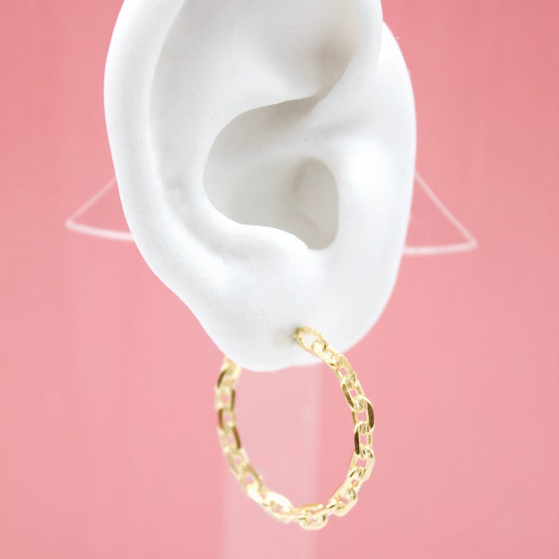 18K Gold Filled Paper Clip Open Hoop Earrings (K165)(K168)(K211)(K235)