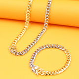 18K Gold/Rhodium Filled Two Toned Thick Miami Cuban Thick Curb Link Chain Bracelet