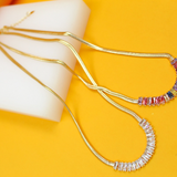 18k Gold Filled Baguette Multicolor/Clear Zirconia Stone Necklace (H131)