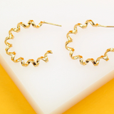 18K Gold Filled Thick Spiral Hoops Lever Back Earrings (J242-244)