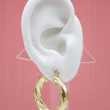 18K Gold Filled Twisted Hoops Lever Back Earrings (J107)