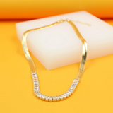 18K Gold Filled Flat Slinky Snake CZ Chain Necklace (H91)